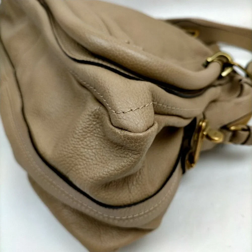Chloe Hand Bag Beige Leather